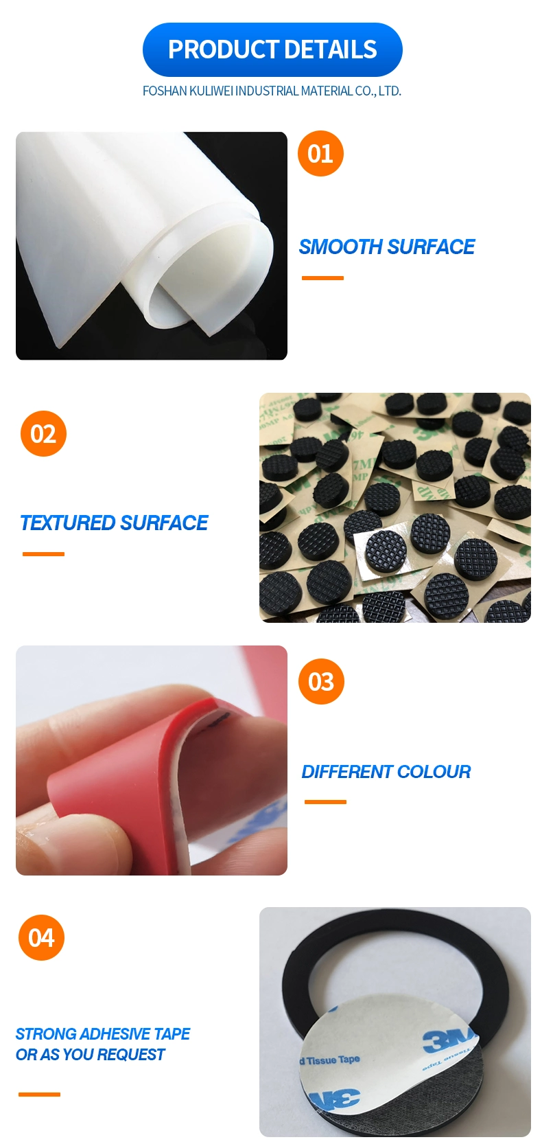 3 M Self-Adhesive Grid Pattern Silicone Rubber Mat for Base Anti-Skid and Shockproof Silicone Gasket